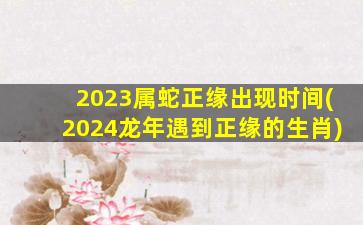 <strong>2023属蛇正缘出现时间(</strong>