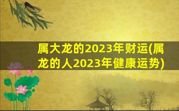 属大龙的2023年财运(属龙