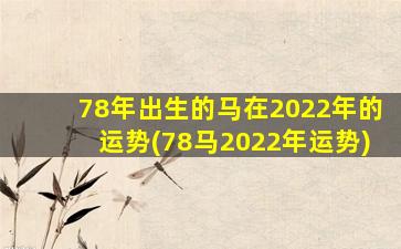 78年出生的马在2022年的运势(78马2022年运势)