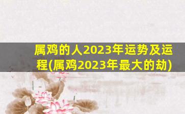属鸡的人2023年运势及运程(属鸡2023年最大的劫)