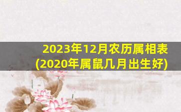 2023年12月农历属相表(2020年属鼠几月出生好)