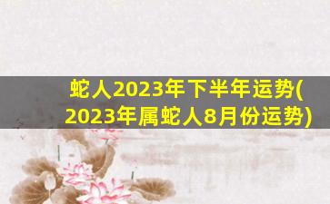 蛇人2023年下半年运势(20