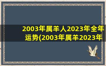 <strong>2003年属羊人2023年全年运势</strong>