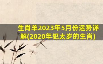 生肖羊2023年5月份运势详解(2020年犯太岁的生肖)