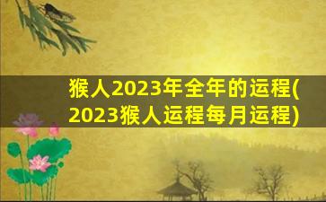 猴人2023年全年的运程(2023猴人运程每月运程)