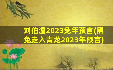 <b>刘伯温2023兔年预言(黑兔走入青龙2023年预言)</b>