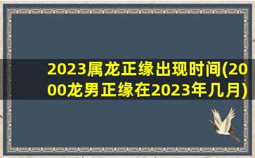 2023属龙正缘出现时间(2000龙男正缘在2023年几月)