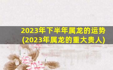 2023年下半年属龙的运势(2023年属龙的重大贵人)