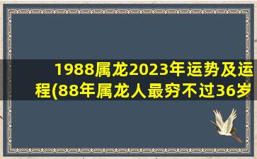 1988属龙2023年运势及运程(88年属龙人最穷不过36岁)