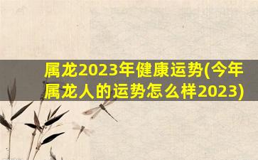 属龙2023年健康运势(今年属龙人的运势怎么样2023)