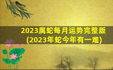 2023属蛇每月运势完整版(2023年蛇今年有一难)
