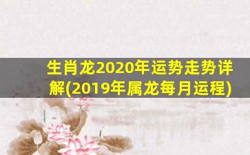 生肖龙2020年运势走势详解(2019年属龙每月运程)
