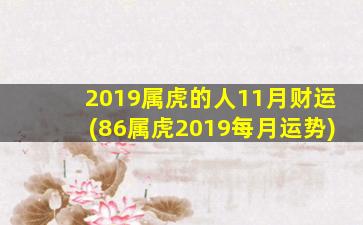 2019属虎的人11月财运(86属虎2019每月运势)