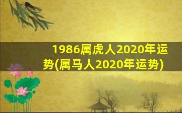1986属虎人2020年运势(属马人2020年运势)