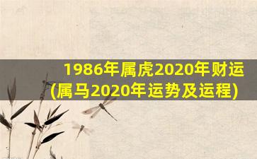 1986年属虎2020年财运(属马2020年运势及运程)