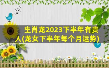 生肖龙2023下半年有贵人(龙女下半年每个月运势)