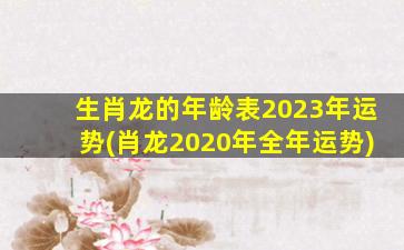 生肖龙的年龄表2023年运