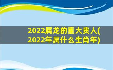 2022属龙的重大贵人(2022年属什么生肖年)