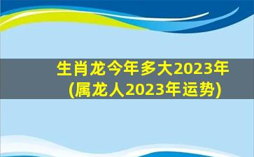 生肖龙今年多大2023年(属龙