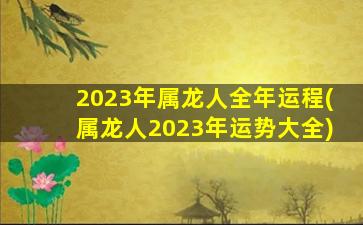 2023年属龙人全年运程(属龙