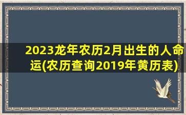 2023龙年农历2月出生的人命运(农历查询2019年黄历表)