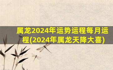 属龙2024年运势运程每月