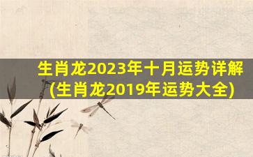 生肖龙2023年十月运势详解(生肖龙2019年运势大全)