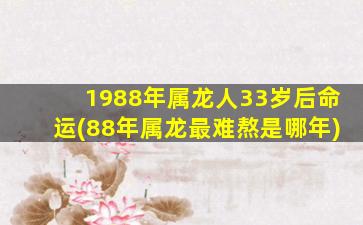 1988年属龙人33岁后命运(