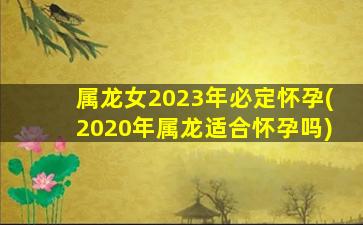 属龙女2023年必定怀孕(2020年属龙适合怀孕吗)