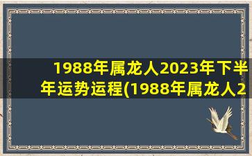 1988年属龙人2023年下半年运