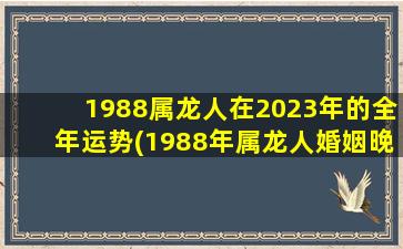 1988属龙人在2023年的全年运势(1988年属龙人婚姻晚)