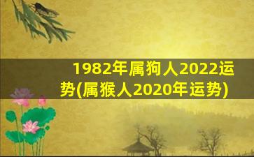 1982年属狗人2022运势(属猴人2020年运势)