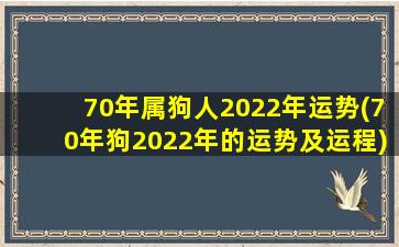 70年属狗人2022年运势(7
