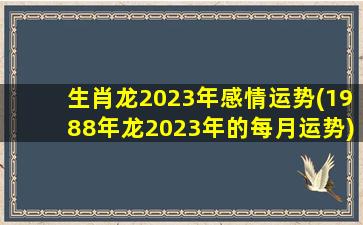 生肖龙2023年感情运势(19