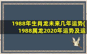 1988年生肖龙未来几年运势(1988属龙2020年运势及运程)