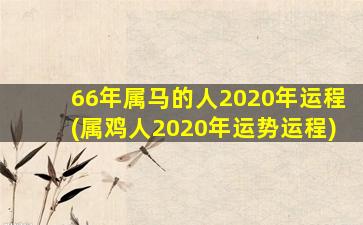 66年属马的人2020年运程(属鸡人2020年运势运程)