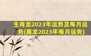 <strong>生肖龙2023年运势及每月</strong>