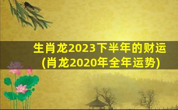 生肖龙2023下半年的财运(肖龙2020年全年运势)