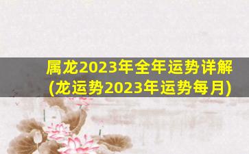 <strong>属龙2023年全年运势详解</strong>