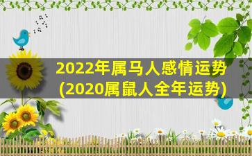 2022年属马人感情运势(2020属鼠人全年运势)