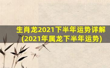 生肖龙2021下半年运势详解(2021年属龙下半年运势)