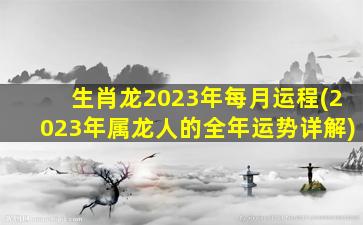 生肖龙2023年每月运程(20