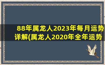 88年属龙人2023年每月运势详解(属龙人2020年全年运势详解)