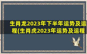 生肖龙2023年下半年运势及运程(生肖虎2023年运势及运程)