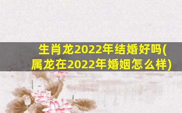 生肖龙2022年结婚好吗(属龙在2022年婚姻怎么样)
