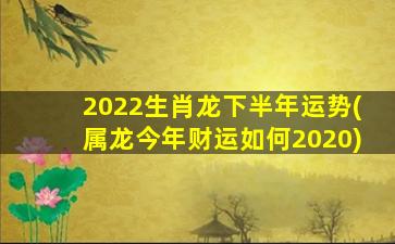 2022生肖龙下半年运势(属龙