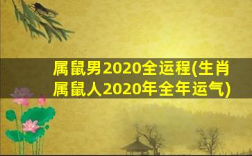 属鼠男2020全运程(生肖属