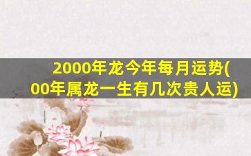 2000年龙今年每月运势(