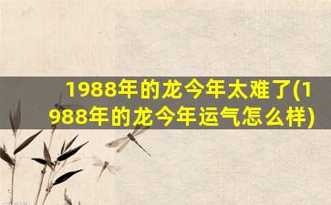 <strong>1988年的龙今年太难了(</strong>