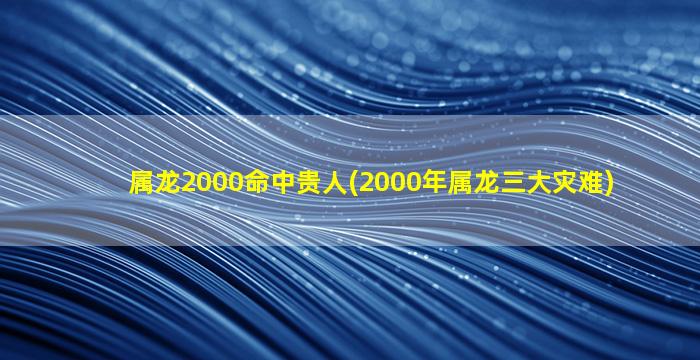 属龙2000命中贵人(2000年属